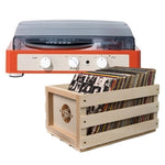 Gadhouse Brad MKII Record Player - Tangerine + Bundled Record Storage Crate V398-GAD0105-BSC