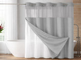 No Hook Shower Curtain with Sheer Window and Inner Liner, Waffle Weave Fabric, Waterproof Washable V1237-ZY00B0GGBLFSXV