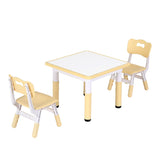 Keezi Kids Table and 2 Chairs Set Height Adjustable Toddler Desk and Chair Set for Ages 3-8, KTC-A-GRA-2CHAIRS-NAT