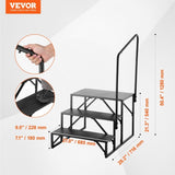 RV, 3-Step RV Stairs, 199.58KGS Load Capacity, Thickened Carbon Steel, With Handrail, Non-Slip V952-FCBTGDKHJG3JJF4MLV0
