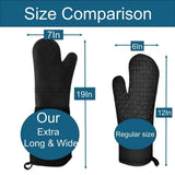 2pcs Extra Long High Temp Oven Mitts, Heavy Duty Non-Slip Grip Mitts Heat Resistant, Blue V1369-AZ3-W-18777