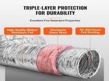 Dryer Vent Hose, 254MM Insulated Flexible Duct 7.62M Long with 2 Duct Clamps, Heavy-Duty Three Layer V952-NTJYGD25FT10QYOJ1V0