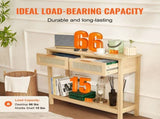 Rattan Table with 2 Storage Drawers, Rattan Entryway Table with Natural Rattan Sliding Door, V952-TBXGZ2CMSYGBWFU0TV0
