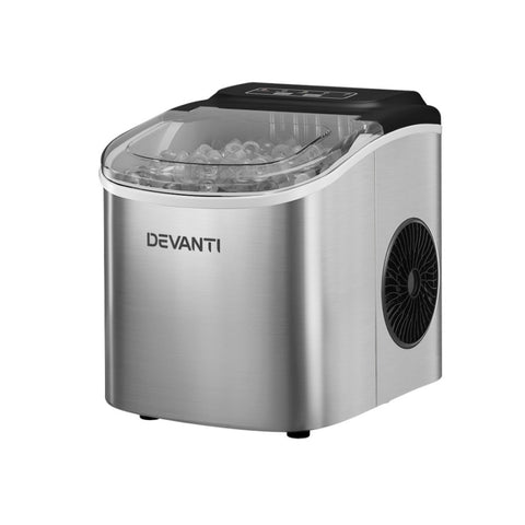 Devanti 12kg Ice Maker Machine w/Self Cleaning Silver IM-ZB12H-SS