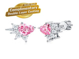 Elegant Heart-Shaped Moissanite Stud Earrings in Sterling Silver Sparkling Pink & Clear Crystals V1341-ZY-9JEBPMYC-MOISSANITE-PREMIUMS925