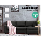 Artiss Modular Sofa Chaise Set 4-seater Dark Grey SBED-C-EP05-DA-GY-ABCE