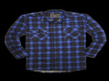 Mens 100% Cotton Flannelette Shirt Long Sleeve Check Authentic Flannel - Blue - 8XL V563-FS-FP22-48-8XL