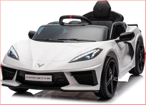 12V Licensed V8 Corvette Battery Powered Sports Kids Ride On Car White V580-CAR-OZ-V8-WH