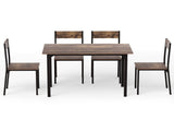 Artiss Dining Table and Chairs Set of 5 Compact Kitchen Furniture Rustic Brown DSET-U-5007-BR