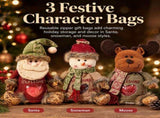 Christmas Gift Bags Zipper Design, Soft Cloth Pouch with Bottom Access and Festive Character Shape V1369-AZ3-W-08523