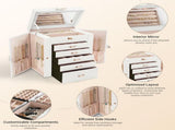 CARLA HOME 6-Layer Large Jewelry Box for Women withDrawers, Mirror, Lock, Necklace Hooks & Side V178-36226