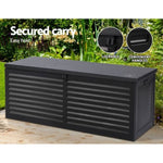 Gardeon Outdoor Storage Box 390L Container Lockable Garden Bench Shed Tools Toy All Black OSB-S390-ABK