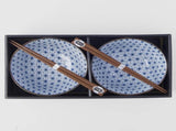 Bowl Set 2pcs with Chopsticks Starburst Blue Design V637-RW0003