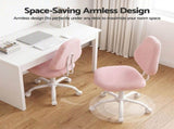 Artiss Armless Office Chair Ergonomic Soft Fleece Height Adjustable Vanity Desk Chair Pink OCHAIR-M-2521-PK