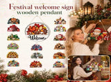 16 Pcs Interchangeable Seasonal Wooden Welcome Sign Inserts, Farmhouse Front Door Hanging Wreath V1366-AZ2-W-24789