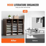 VEVOR Wood Literature Organizer Adjustable File Sorter 24 Compartments Brown V952-MZWJZLFPJBH24D1RVV0