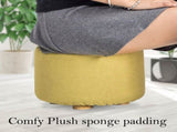 2X Fabric Ottoman Round Wooden Leg Foot Stool - Mustard Yellow V274-FT-GQST01-GN2