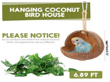 3 Pcs Natural Coconut Bird Hide Nest Birds Parakeet Nest with 6.9 Feet and 4 Hooks, Coconut Fiber V1369-AZ3-W-02686