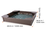 Sandbox with Cover, 48.6x48.6x12.4 in Square Sand Box, HDPE Sand Pit with 4 Corner Seating and V952-SXSLFXJCK000BU65WV0