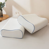 Memory Foam Pillow - 1 Piece Cervical Support Pillow with Bamboo Fibre Fabric 60x40x16/14cm for Home V888-ELOSUNG54966