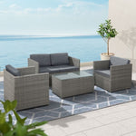 Gardeon 4-Piece Outdoor Sofa Set Wicker Couch Lounge Setting Grey ODF-SOFA-4PCS-HJ-GE-AB