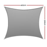 Instahut Shade Sail Cloth Shadecloth Rectangle Canopy 280gsm 3x4m SAIL-DL-H-3X4-C-GR