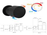 Matt Black Round Knob Concealed Shower Mixer Valve Hot Cold Water Switch Tap Kit V1233-KC1292BL
