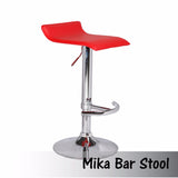 2X Red Bar Stools Faux Leather Low Back Adjustable Crome Base Gas Lift Slim Seat Swivel Chairs V43-BS-MIKA-RD