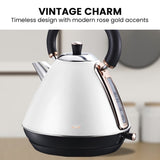 Pronti 1.7L Rose Trim Collection Kettle - White KTL-017-GST-WH