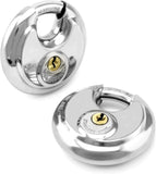 Keyed Alike Disc Padlock 4 Pack, Stainless Steel Discus Lock with 3/8 Inch Shackle for Garages, V1189-LC-RY-00009