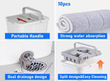Flat D Set Mop and Bucket Wringer Set with Stainless-Steel Handle 10 Washable and Reusable V985-MOPANDBUCKETSET