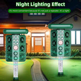 Green Solar Powered Ultrasonic Animal Repeller - Multi-Frequency Pest Deterrent with Motion Sensor, V888-ELOSUNG27650