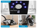 DEVANTI Bagged Vacuum Cleaner Powerful Suction for Carpet Wood Tile Floor VAC-KB-2108-BK