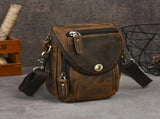 Retro Cowhide Multi-functional Waist Bag, Wear-resistant Poly-cotton Lining, Fits 8-inch Devices, V1232-FMPBB-002