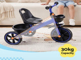 RIGO Tricycle Bike, Kids Bike with 3 wheels, basket Carbon Steel 68cm Blue KID-TRIBIKE-68-BU