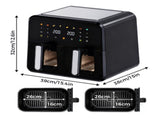 Spector 12L Dual Basket Air Fryer Electric Digital Touchscreen Oil Free Family FR1009-BK-AU