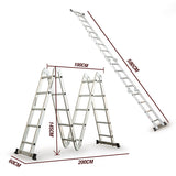 Bullet 5.8m Multipurpose Ladder Aluminium Extension Folding Adjustable Step V219-LDRTELBULA58M