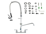 Commercial Faucet with Pre-Rinse Sprayer, 36" Height, 8" Center, 12" Swing Spout, Wall Mount Kitchen V952-BGSYCXSLTBGSR39MKV0