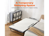 Rollaway Bed, 96.5 cm x 190 cm Folding Bed with 10 cm Mattress, Twin Size Foldable Bed with Sturdy V952-ZDC38YC4INCHYORRBV0