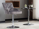 Elegant Swivel Bar Stool Velvet Airlift Counter Height Bar Kitchen Dining Chair - 1 unit V767-XJJ613-GY-G1