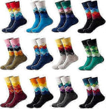 12 Pairs Mens Rhombus Basketball Socks Gradient Pattern Sports Crew Socks V1263-JX-4222