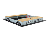 Keezi Wooden Car Sandpit Kids Sandbox Outdoor Play Toy w/ Storage Ground Sheet 120cm SAND-SQUARE-CAR-126