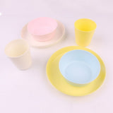 12 Pieces Plastic Kitchenware Set Dinnerware Unbreakable Fruit Soup Rice Bowl Plates Mugs Set V1369-AZ3-W-13754