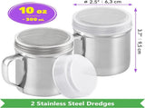 10 oz Stainless Steel Salt Pepper Dredge Shakers 2-pcs 10 oz Powdered Sugar Shakers V1259-DP01-F-523