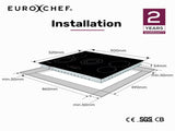 EuroChef 90cm 5 Zone Ceramic Cooktop, 8900W Electric, FlexiZone Adjustable Size Hobs, Touch Controls V219-COKCCTEC951A