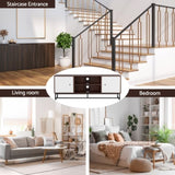 Artiss TV Unit 150cm Storage Shelves Walnut White FUR-U-CT03-TV150-WALWH-AB