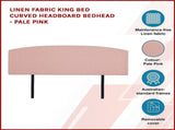 Linen Fabric King Bed Curved Headboard Bedhead - Pale Pink V63-839861