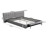 Artiss Queen Size Upholstered Gas Lift Bed Frame with Foldable Bench PVC Leather Platform Bed with BFRAME-G-FORD-Q-GY-ABCD