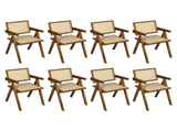 Levede 8x Walnut Wicker Armchair Dining Chair CH1101-WAX8