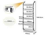 Toque Over the Door Pantry Organiser 6 Tiers Metal Hanging Storage Rack Black KT1055-BK-6-AU